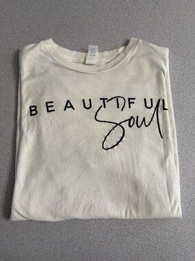 Tultex Cream Graphic Tee with Black Print